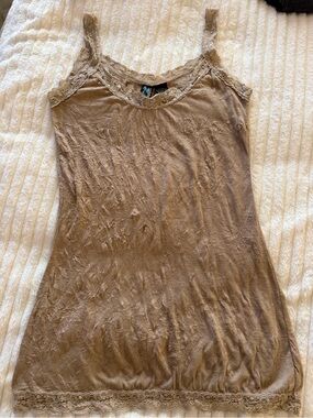 Weavers Taupe Lace-Trim Camisole